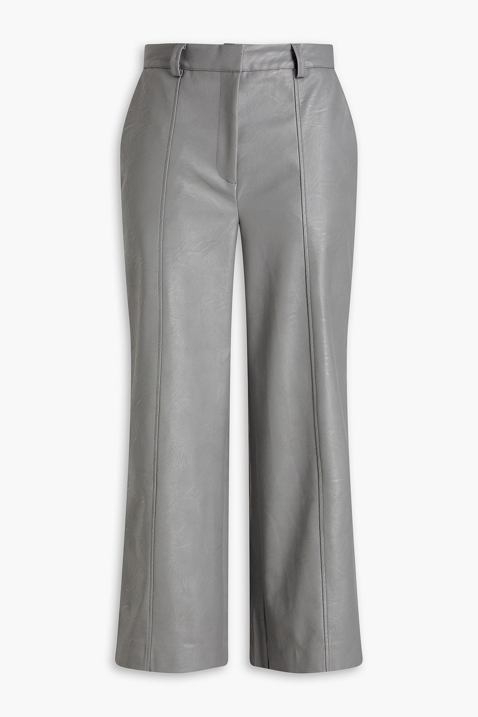 Cropped faux leather wide-leg pants