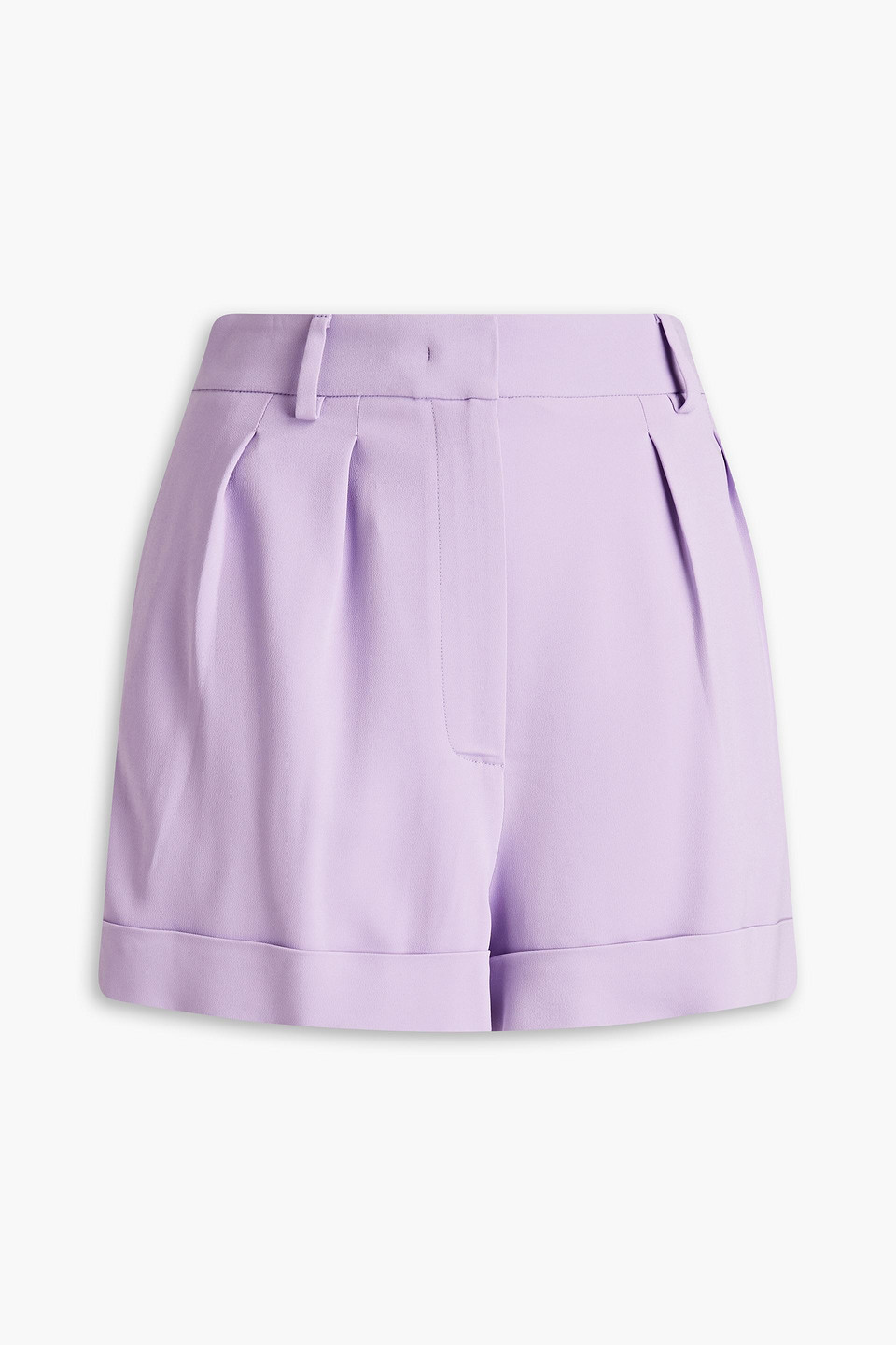 Moschino Ladies Purple Pleated Crepe High-rise Shorts In Lilac
