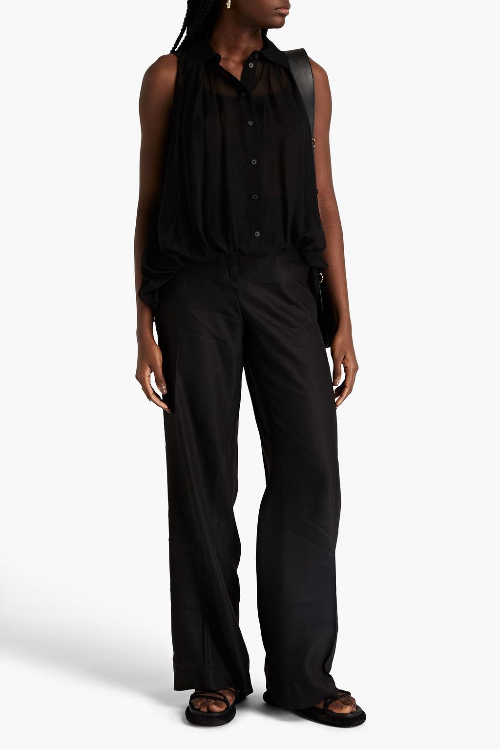ALBERTA FERRETTI Gerafftes Oberteil aus Seidenchiffon