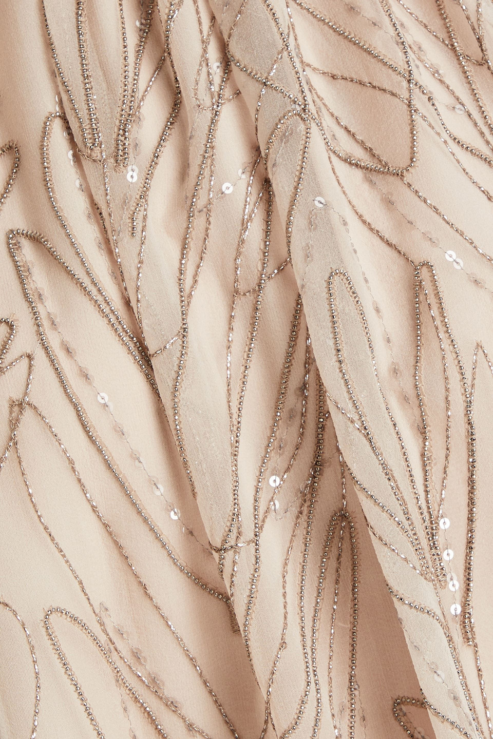 Brunello Cucinelli Gathered Embellished Silk-organza Top In Beige