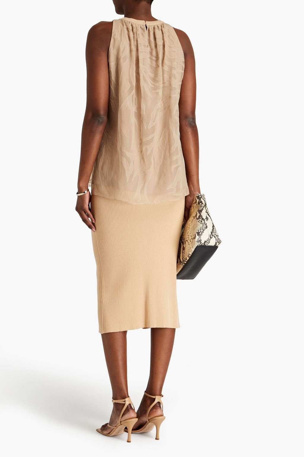 BRUNELLO CUCINELLI Bead-embellished gathered silk-organza top