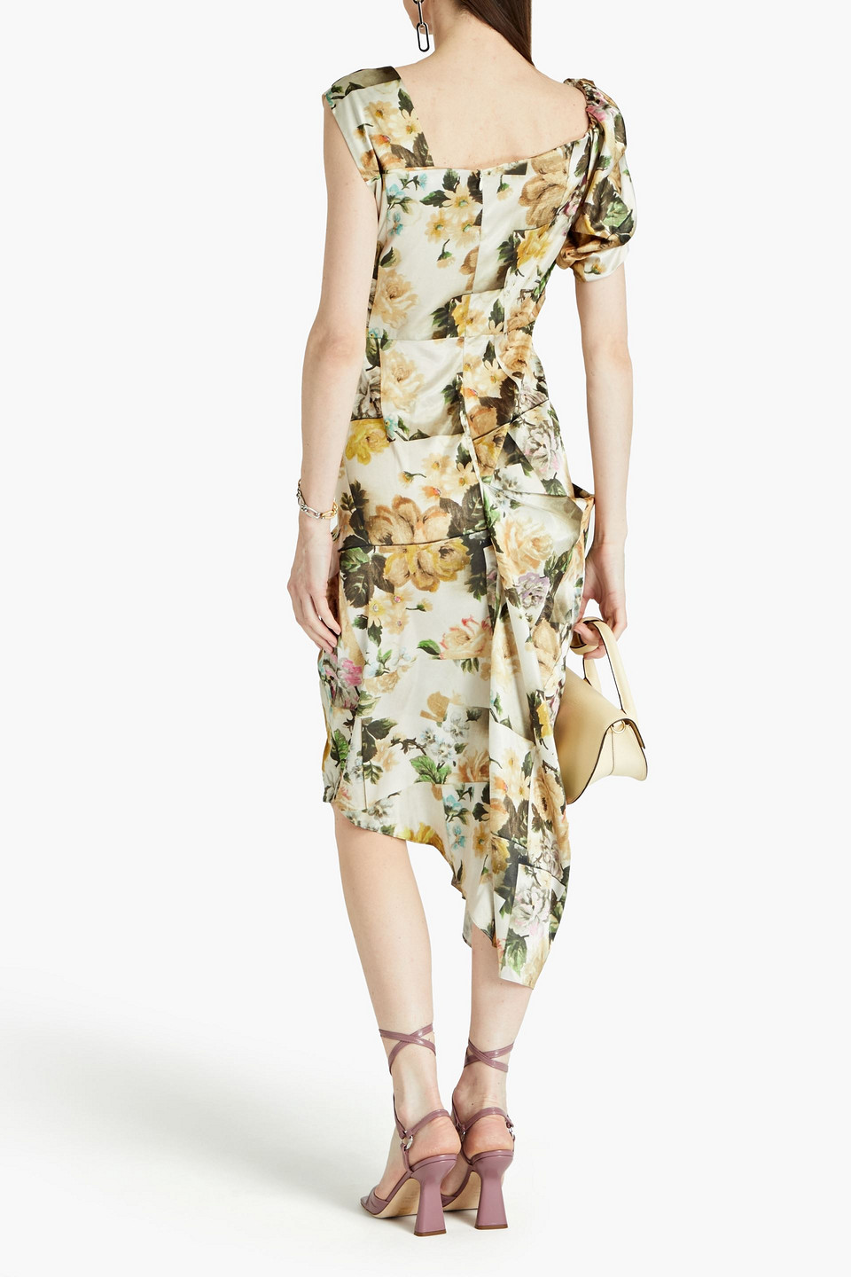  Preen By Thornton Bregazzi - Heaven Kleid Aus Satin Mit Blumenprint Und Asymmetrischer Schulterpartie - Neutral - Xs 