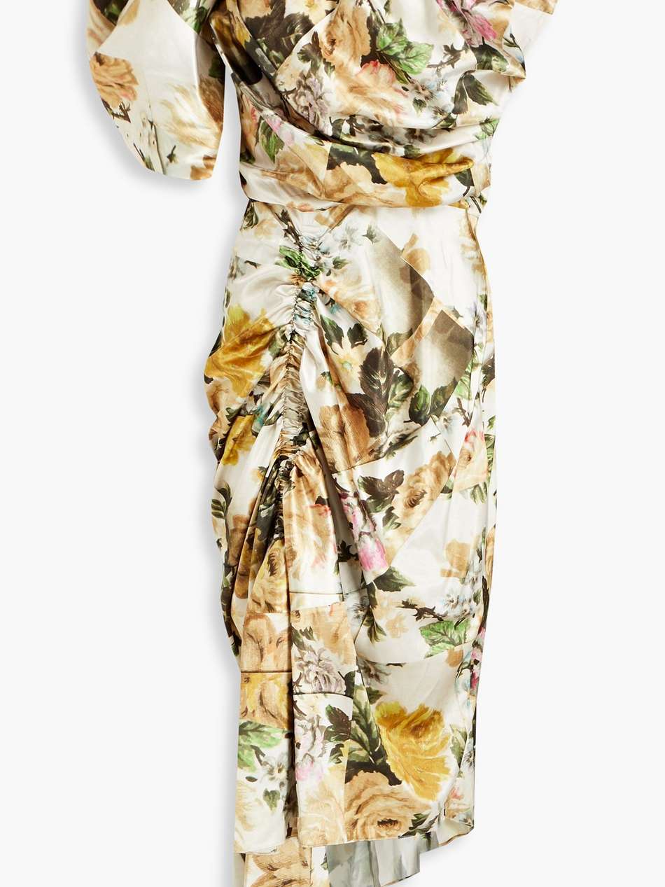 heaven one-shoulder floral-print satin dress