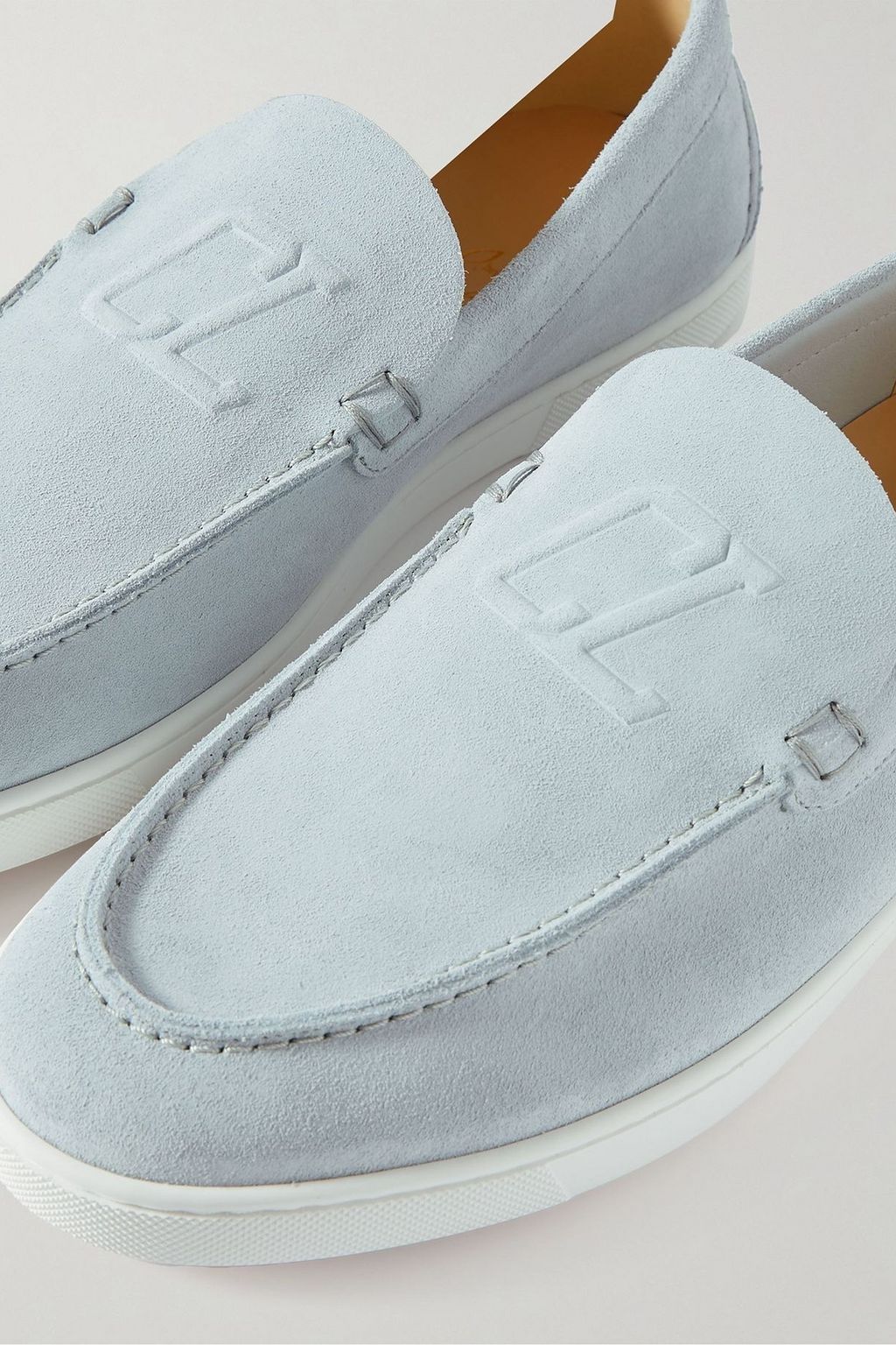 CHRISTIAN LOUBOUTIN Varsiboat logo-embossed suede loafers