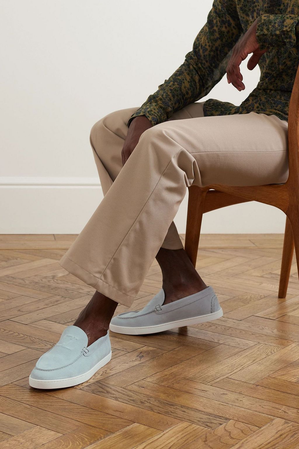 CHRISTIAN LOUBOUTIN Varsiboat logo-embossed suede loafers
