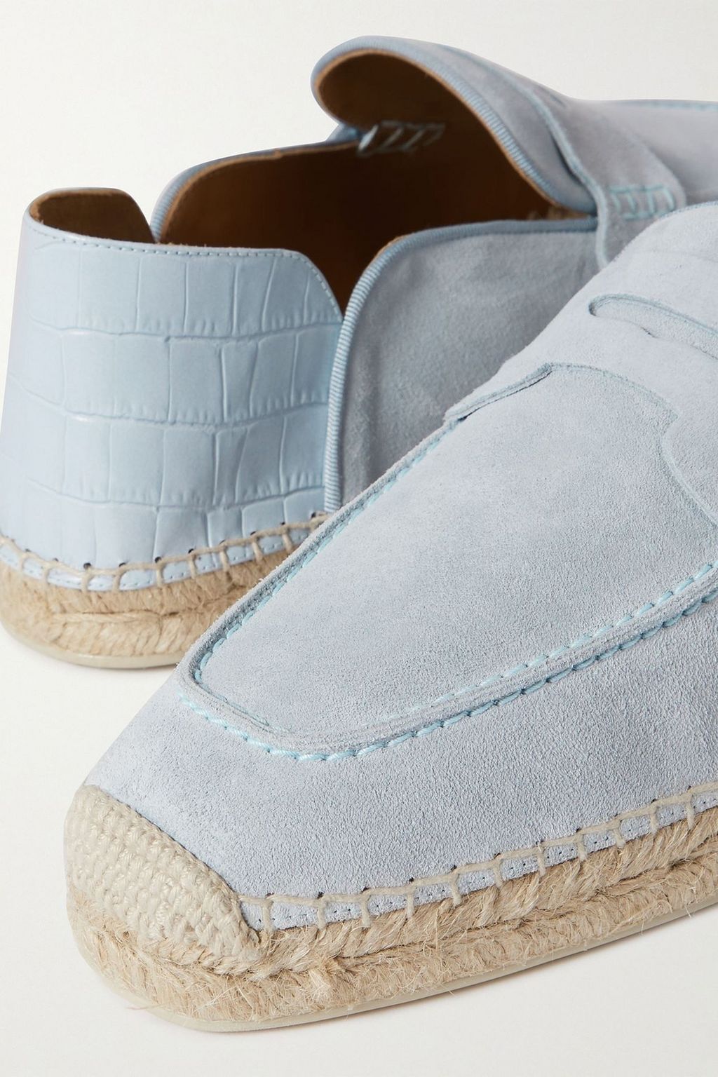 CHRISTIAN LOUBOUTIN Paquepapa croc-effect leather-trimmed suede collapsible-heel espadrilles