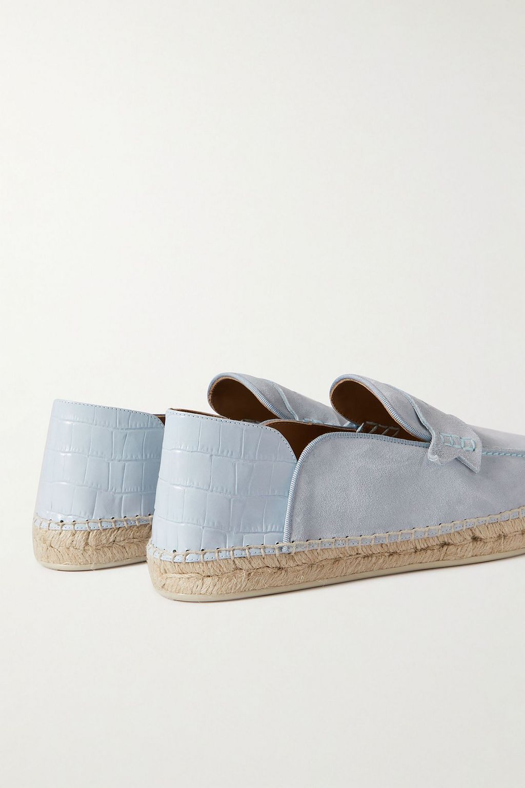 CHRISTIAN LOUBOUTIN Paquepapa croc-effect leather-trimmed suede collapsible-heel espadrilles