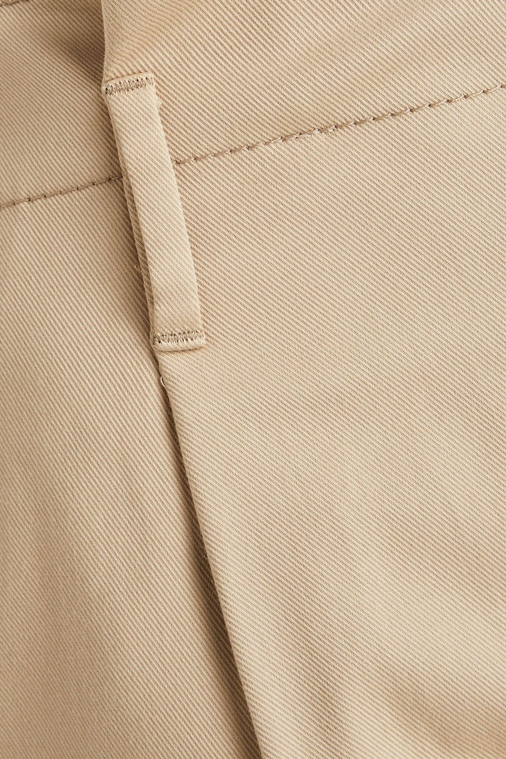 BRUNELLO CUCINELLI 플리츠 디테일 코튼 혼방 트윌 테이퍼드 팬츠