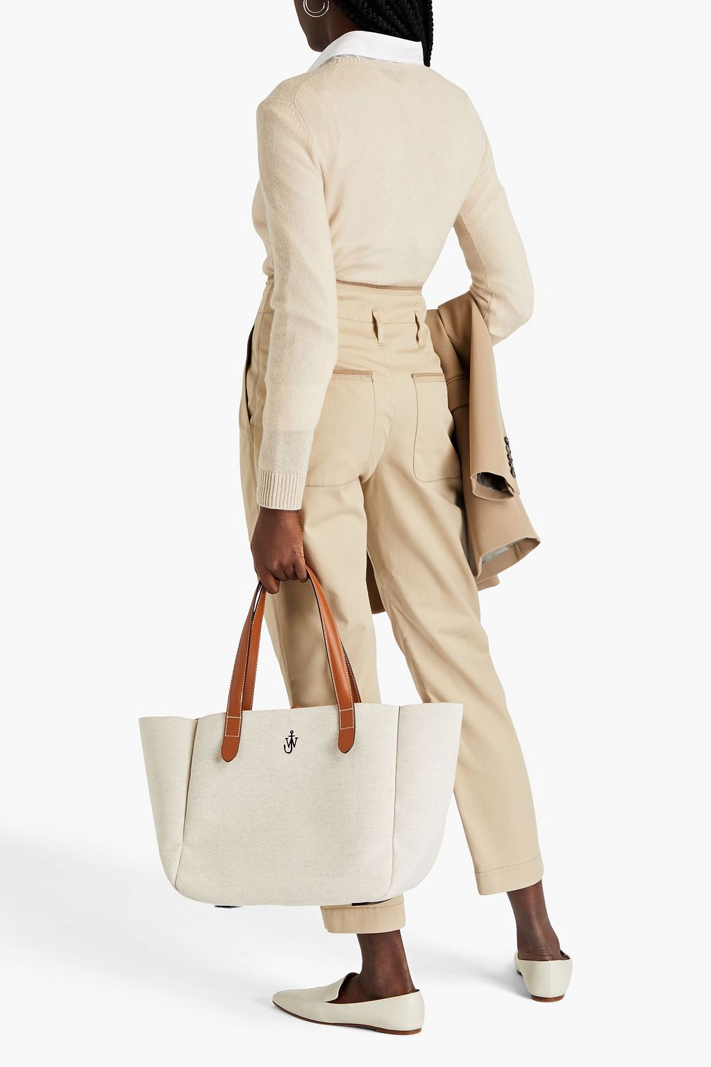 BRUNELLO CUCINELLI 플리츠 디테일 코튼 혼방 트윌 테이퍼드 팬츠