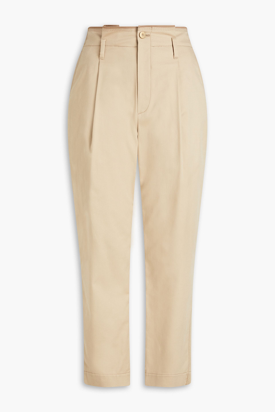 Brunello Cucinelli Pleated Cotton-blend Twill Tapered Pants In Beige