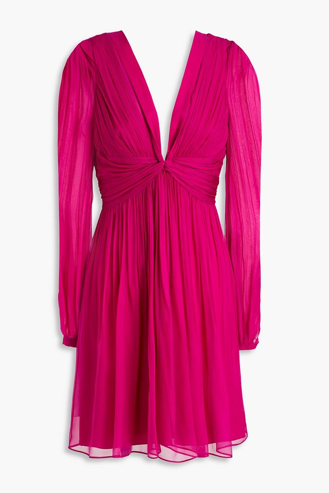 Gathered silk-chiffon mini dress