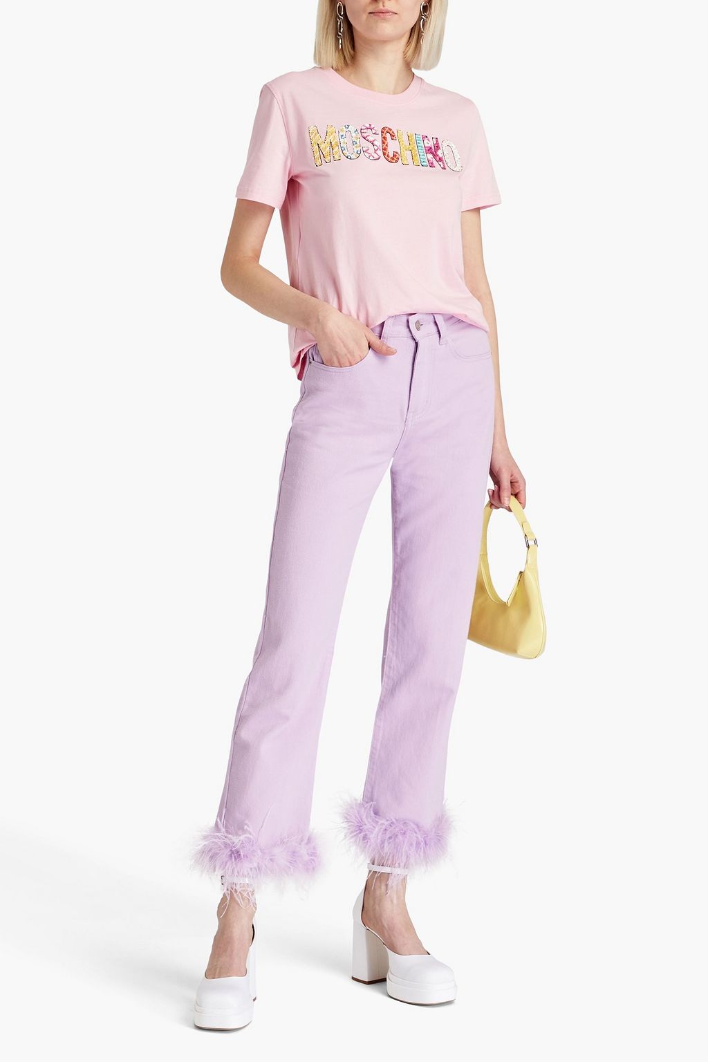MOSCHINO Sequin-embellished cotton-jersey T-shirt