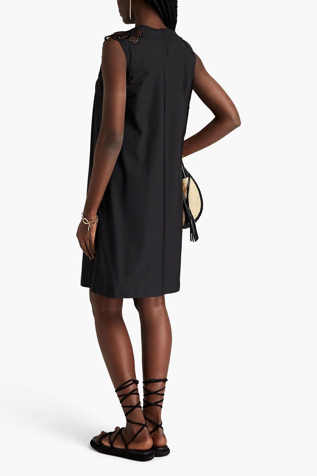 ALBERTA FERRETTI Kleid aus Popeline aus einer Baumwollmischung mit Guipure-Spitzenbesatz