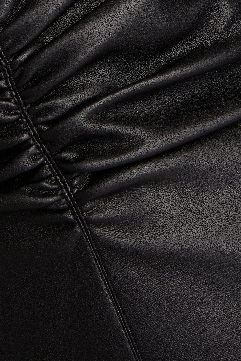 PHILOSOPHY DI LORENZO SERAFINI Fluted ruched faux leather midi skirt