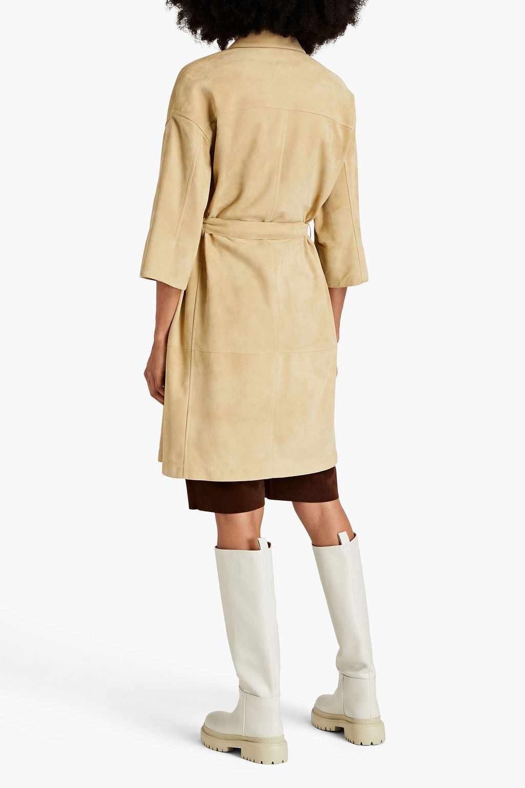 BRUNELLO CUCINELLI 스웨이드 벨티드 코트