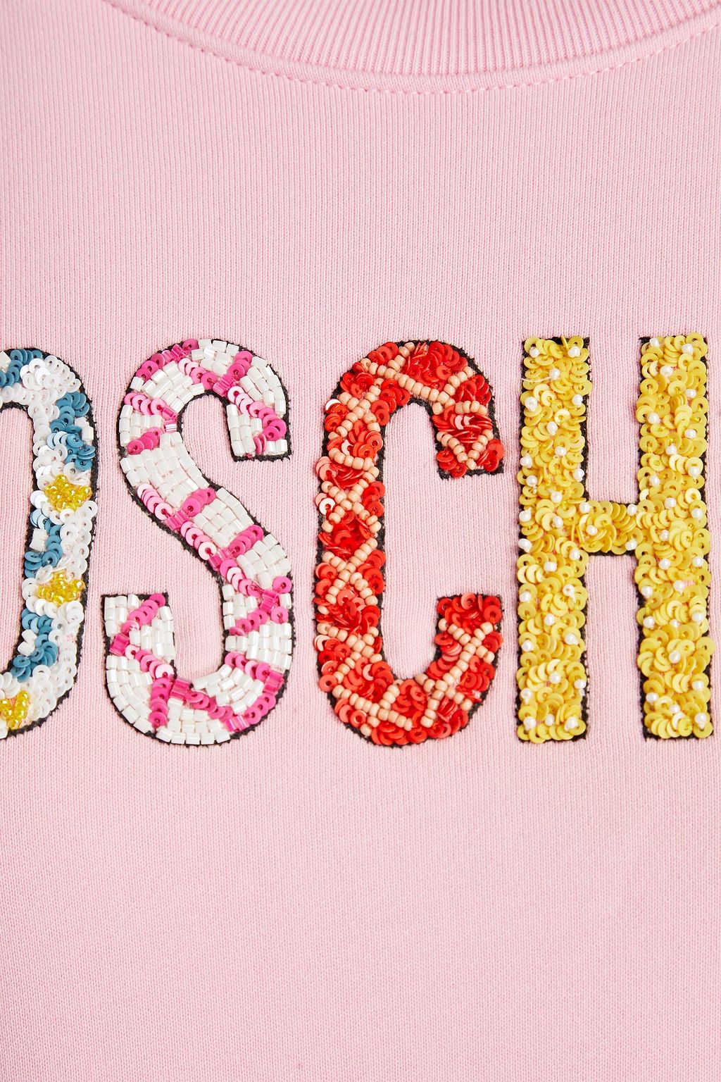 MOSCHINO Sequin-embellished French cotton-terry sweatshirt