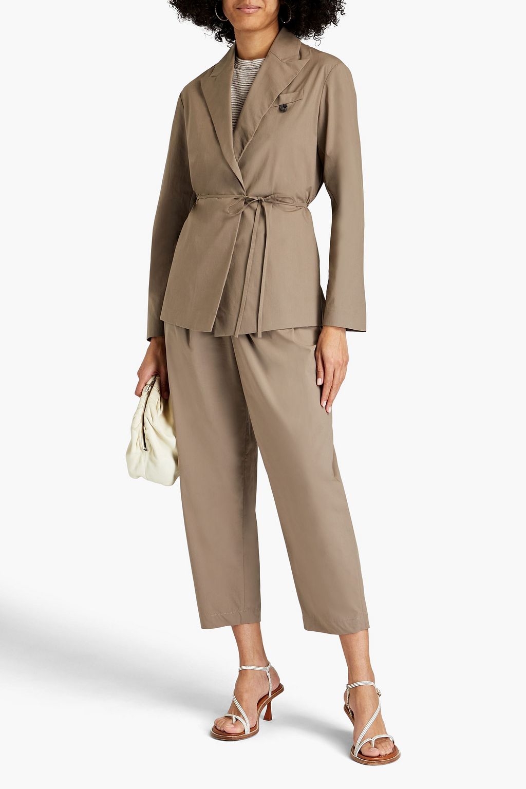 BRUNELLO CUCINELLI Bead-embellished stretch-cotton poplin blazer