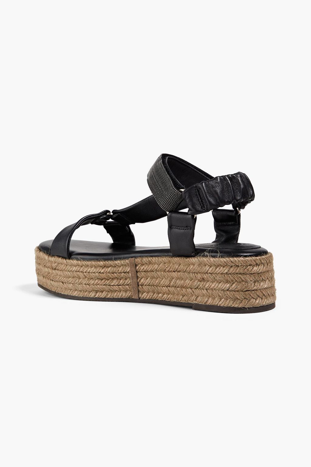 BRUNELLO CUCINELLI 비즈 장식 가죽 플랫폼 샌들