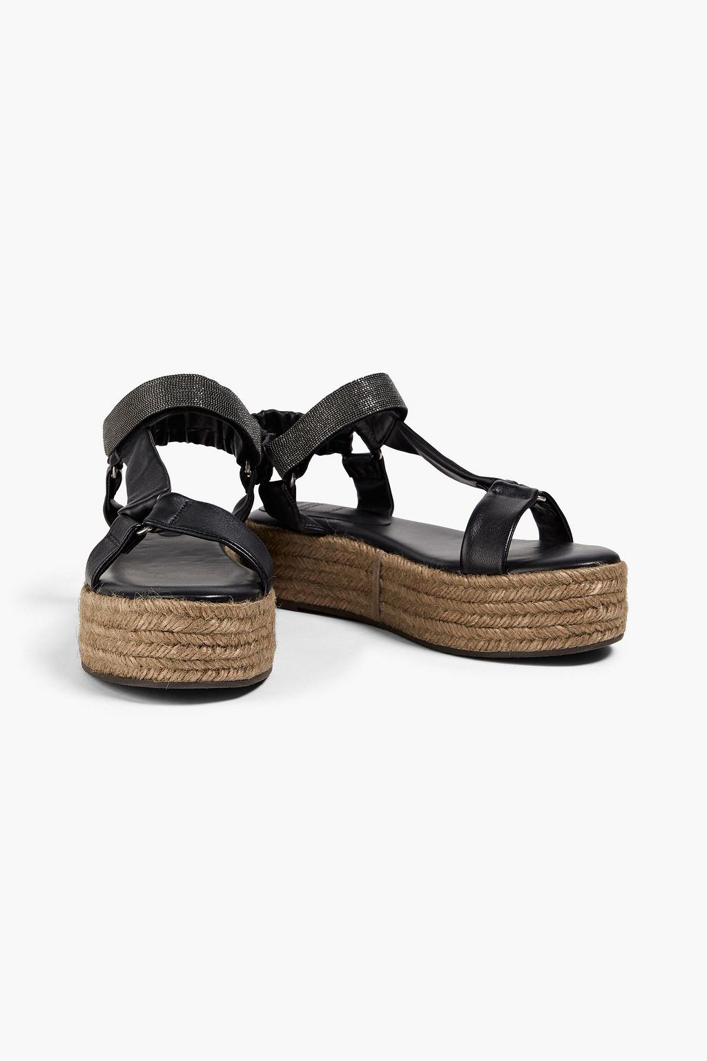 BRUNELLO CUCINELLI 비즈 장식 가죽 플랫폼 샌들