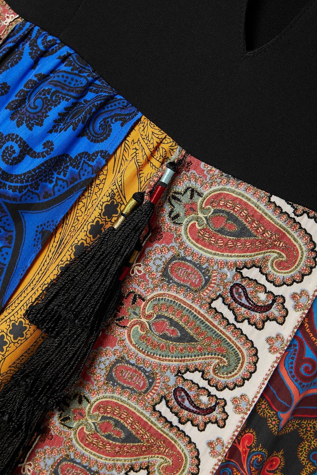 ETRO Asymmetric paisley-print silk-paneled woven midi dress