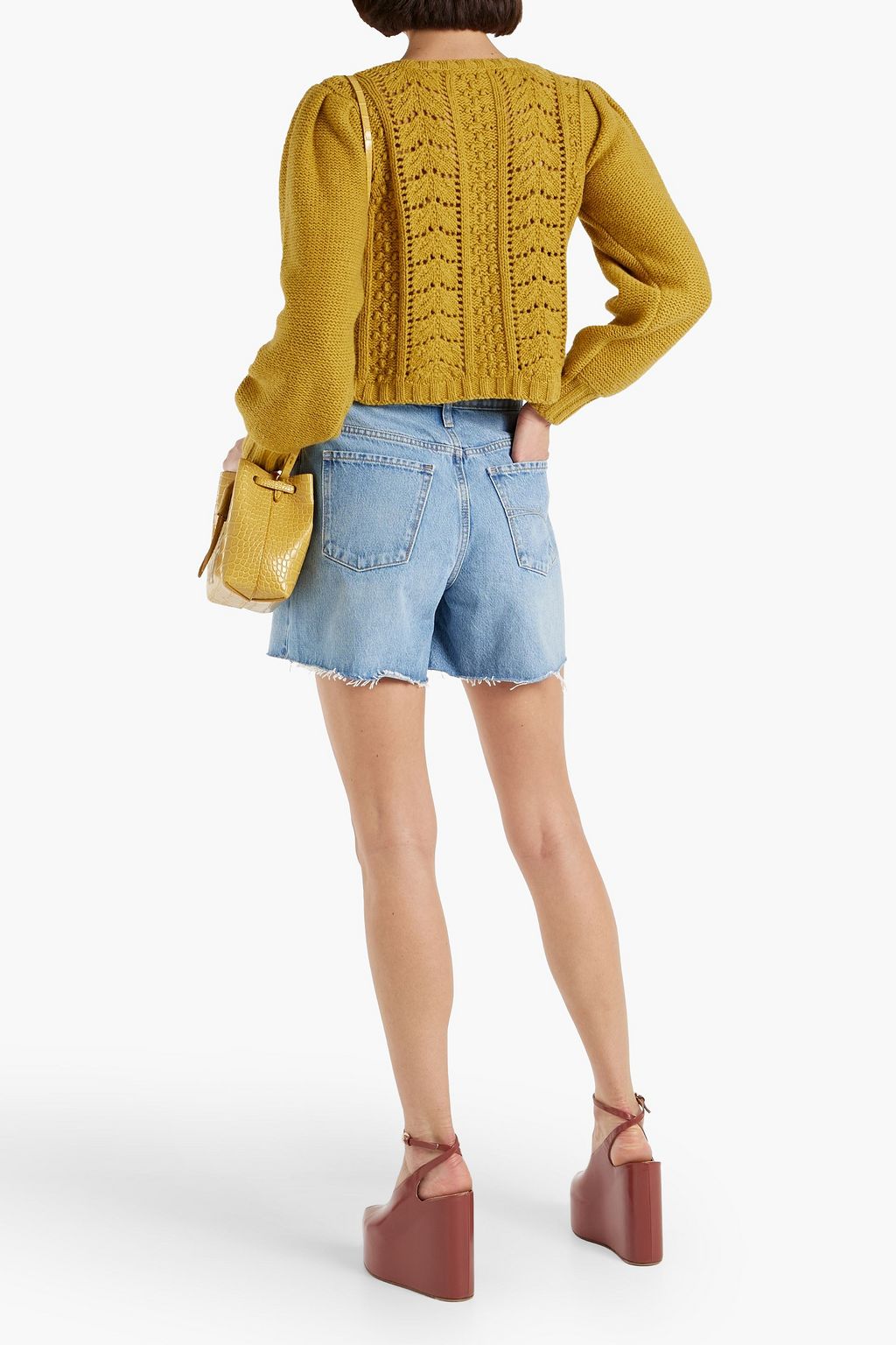 LOVESHACKFANCY 포인텔 니트 크롭 카디건
