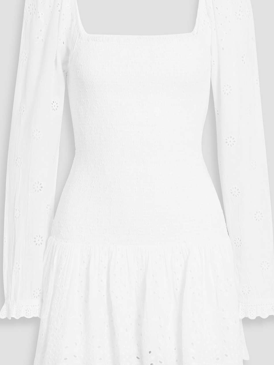 jayce shirred broderie anglaise mini dress