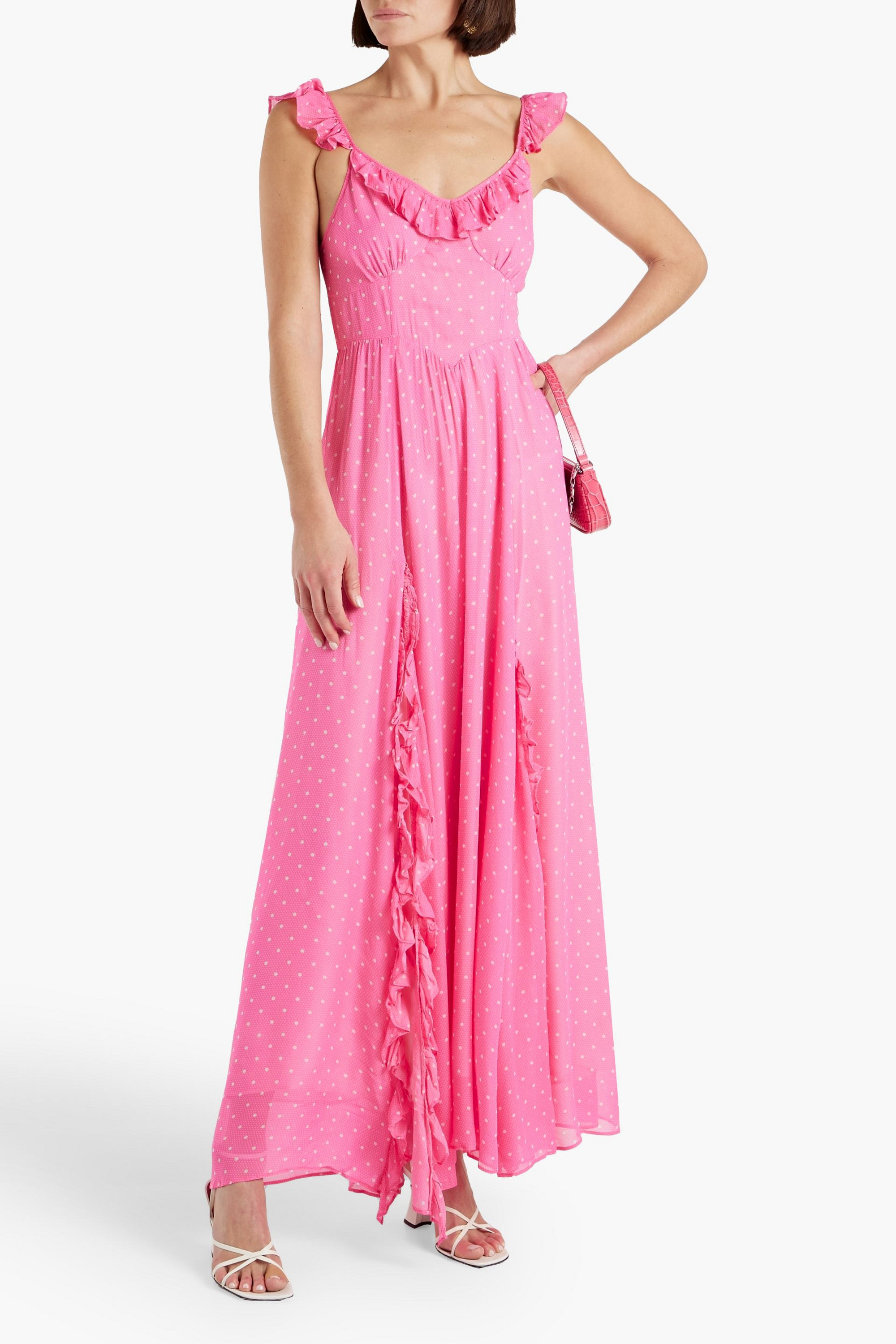LoveShackFancy Junia ruffled polka-dot chiffon maxi dress