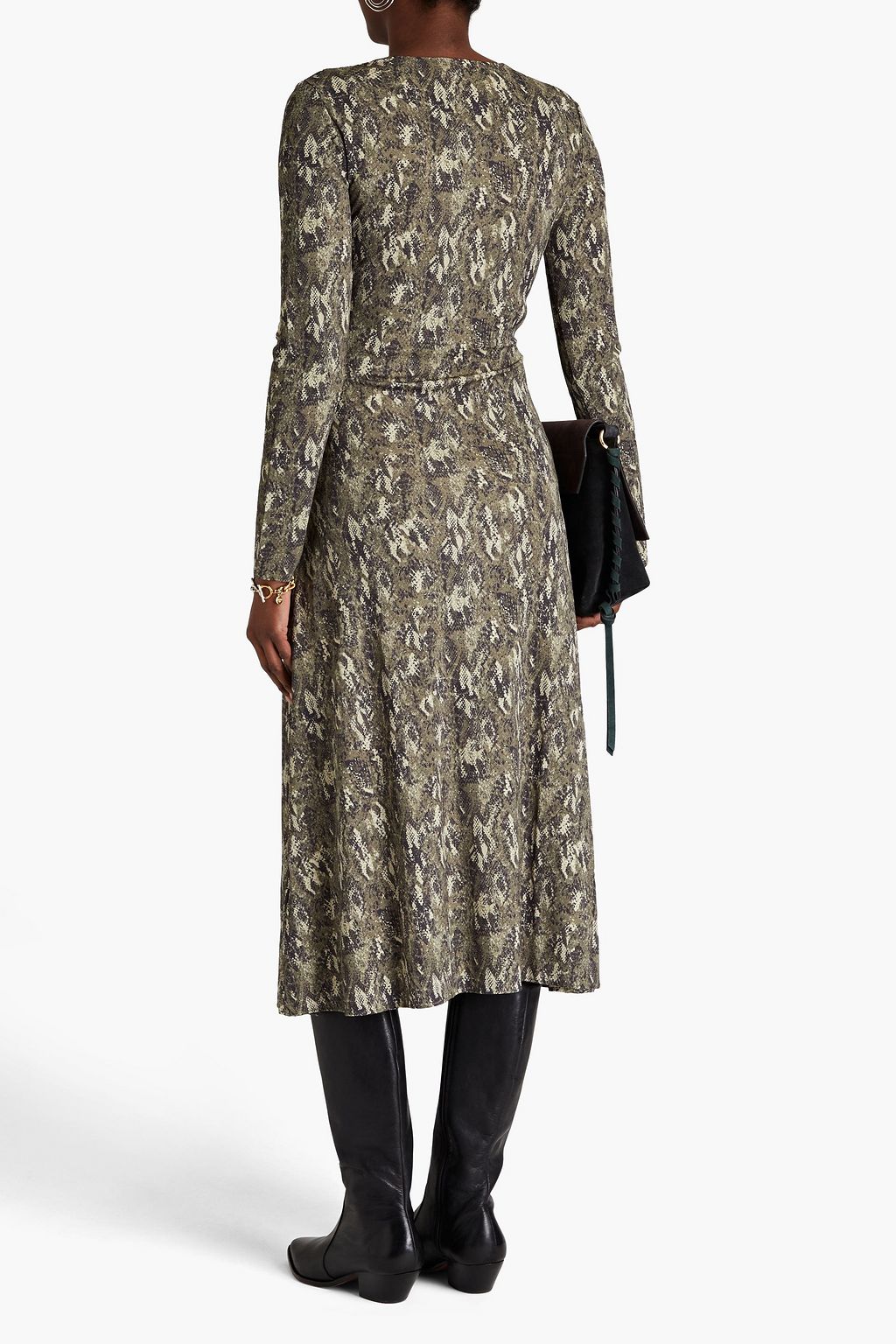 RAG & BONE Jules twist-front snake-print stretch-jersey midi dress ...