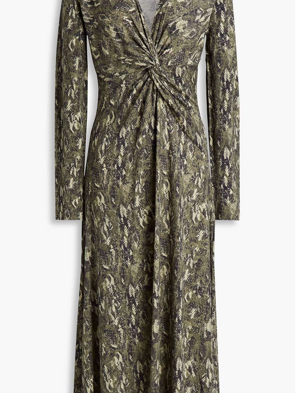 jules twist-front snake-print stretch-jersey midi dress