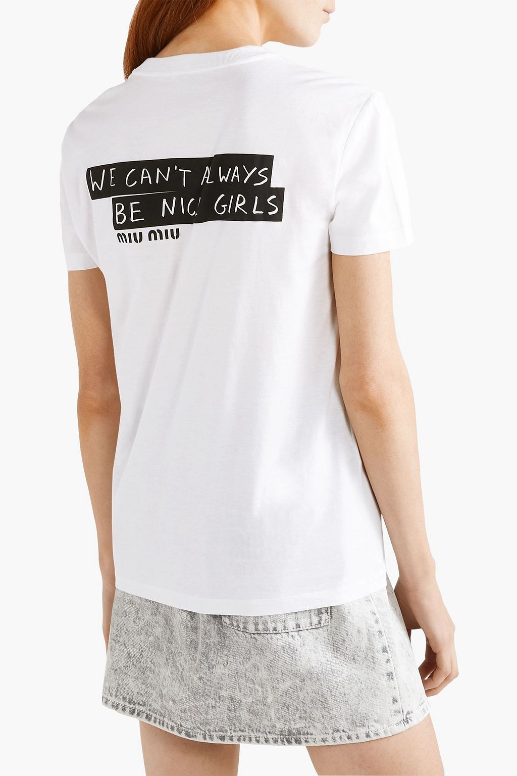 White Printed cotton-jersey T-shirt | MIU MIU | THE OUTNET