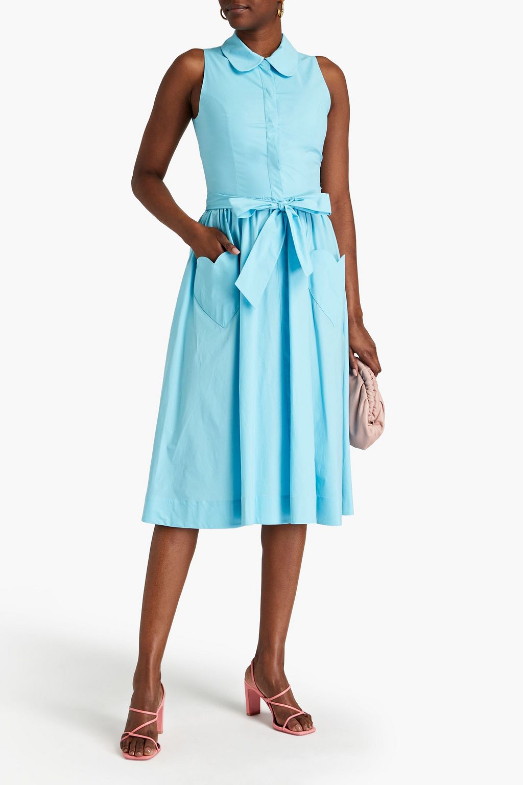 MOSCHINO Hemdkleid in Midilänge aus Popeline aus einer Baumwollmischung mit Gürtel