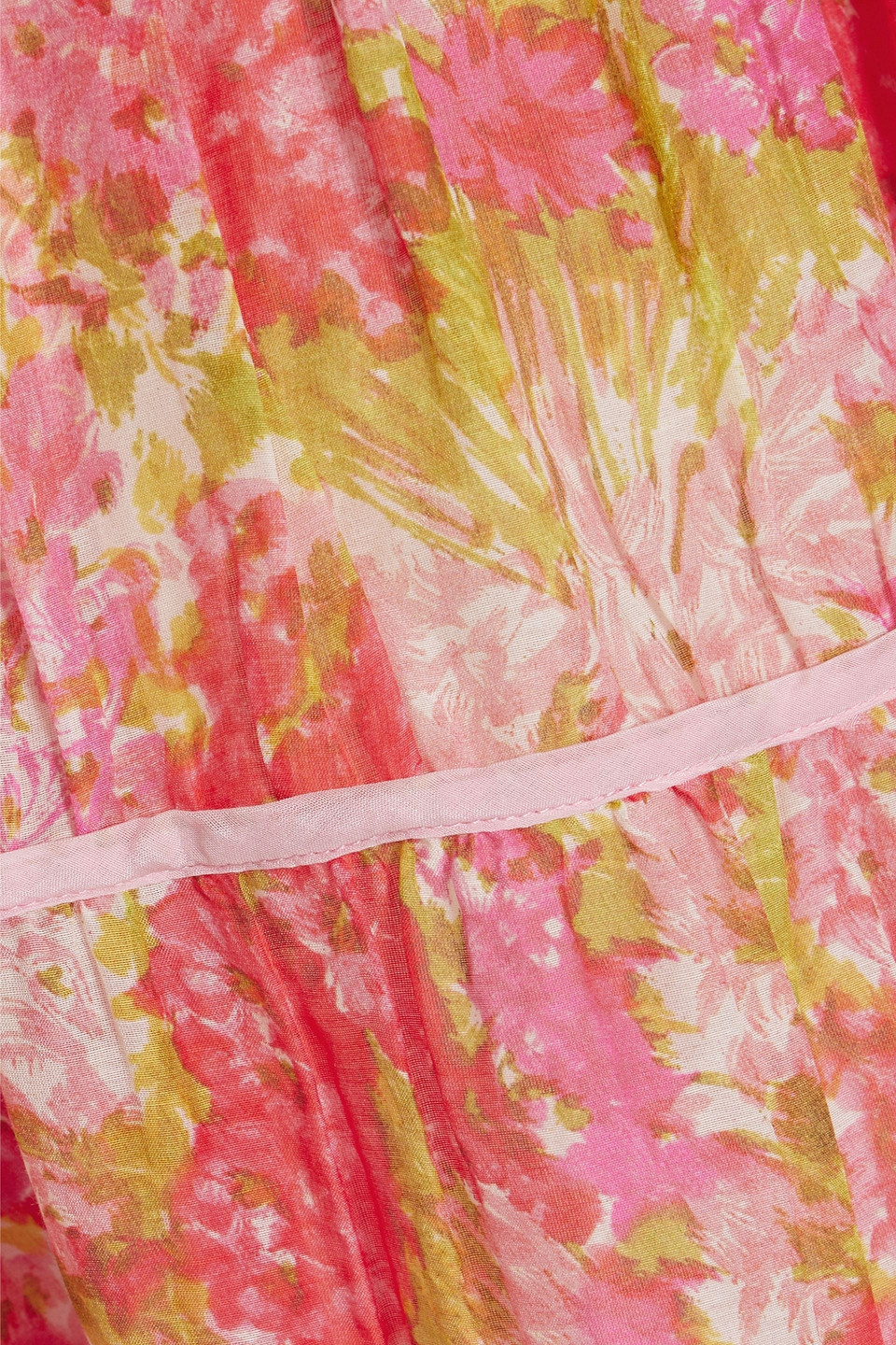 LOVESHACKFANCY ELISABELLE SHIRRED FLORAL-PRINT COTTON AND SILK-BLEND MAXI DRESS 3074457345634763173