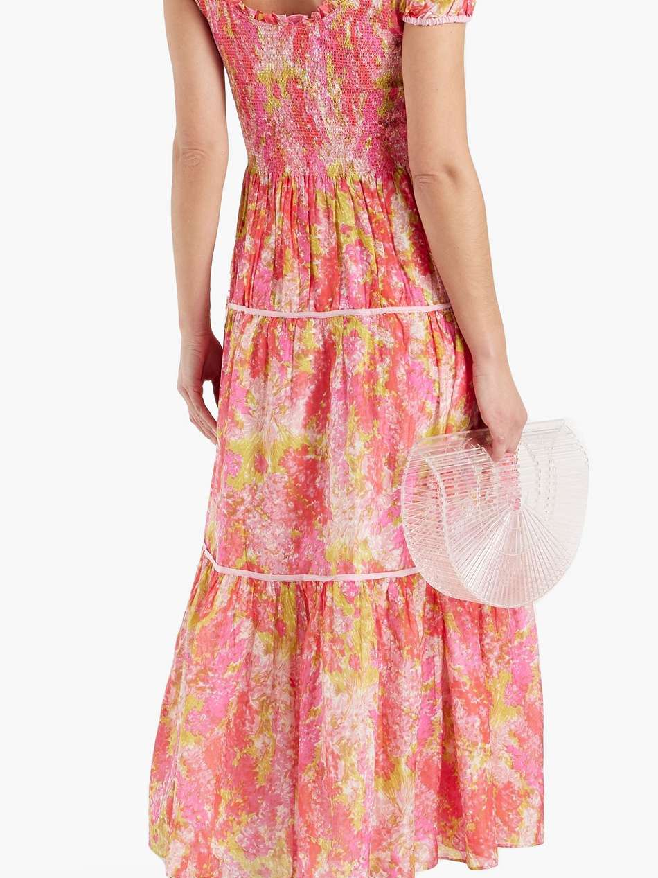 elisabelle shirred floral-print cotton and silk-blend maxi dress