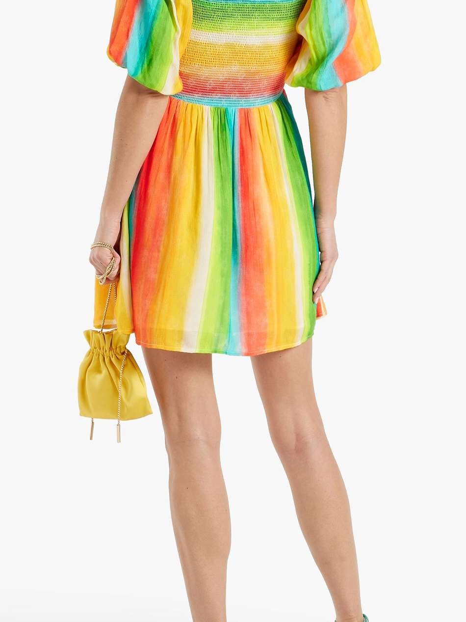 shirred tie-dyed jacquard mini dress