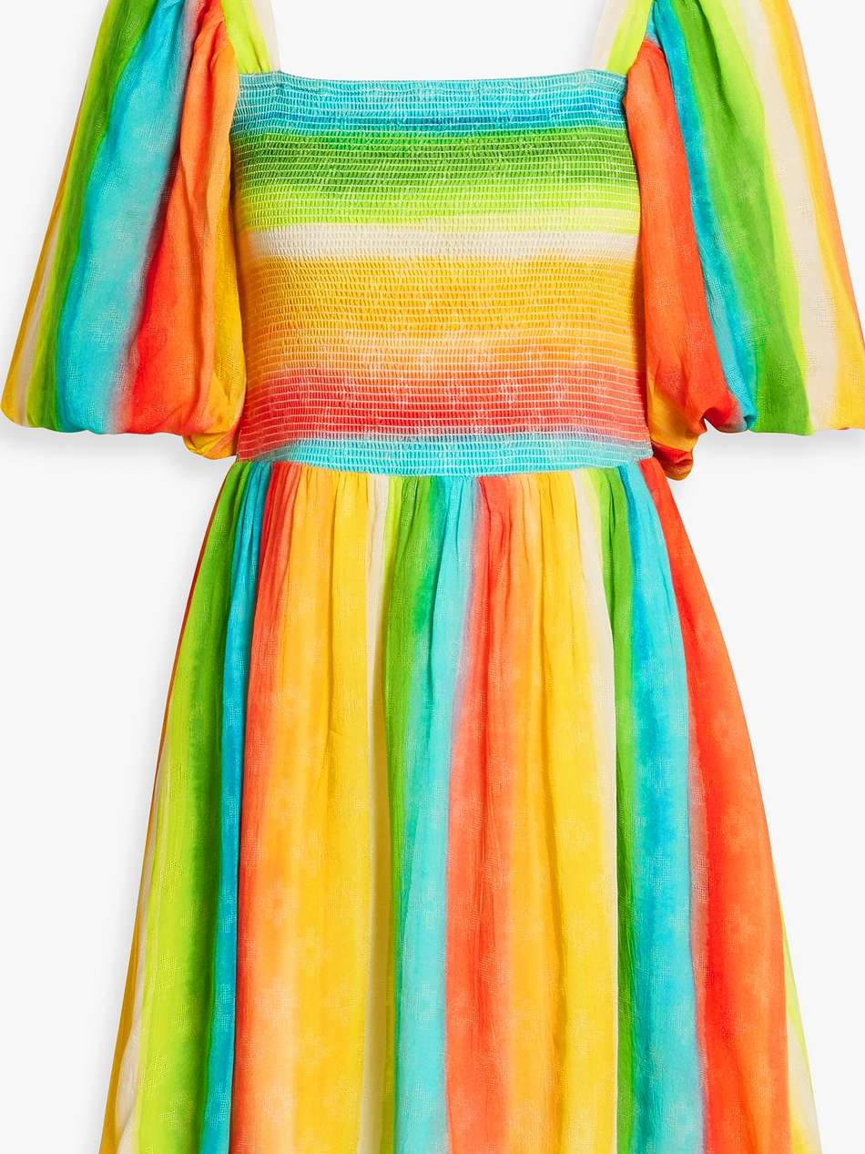 shirred tie-dyed jacquard mini dress