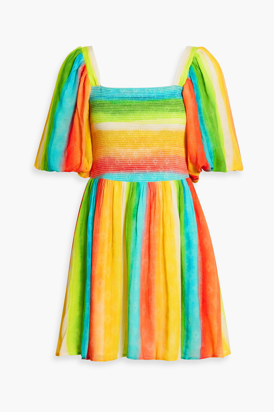 AMUR Shirred tie-dyed jacquard mini dress