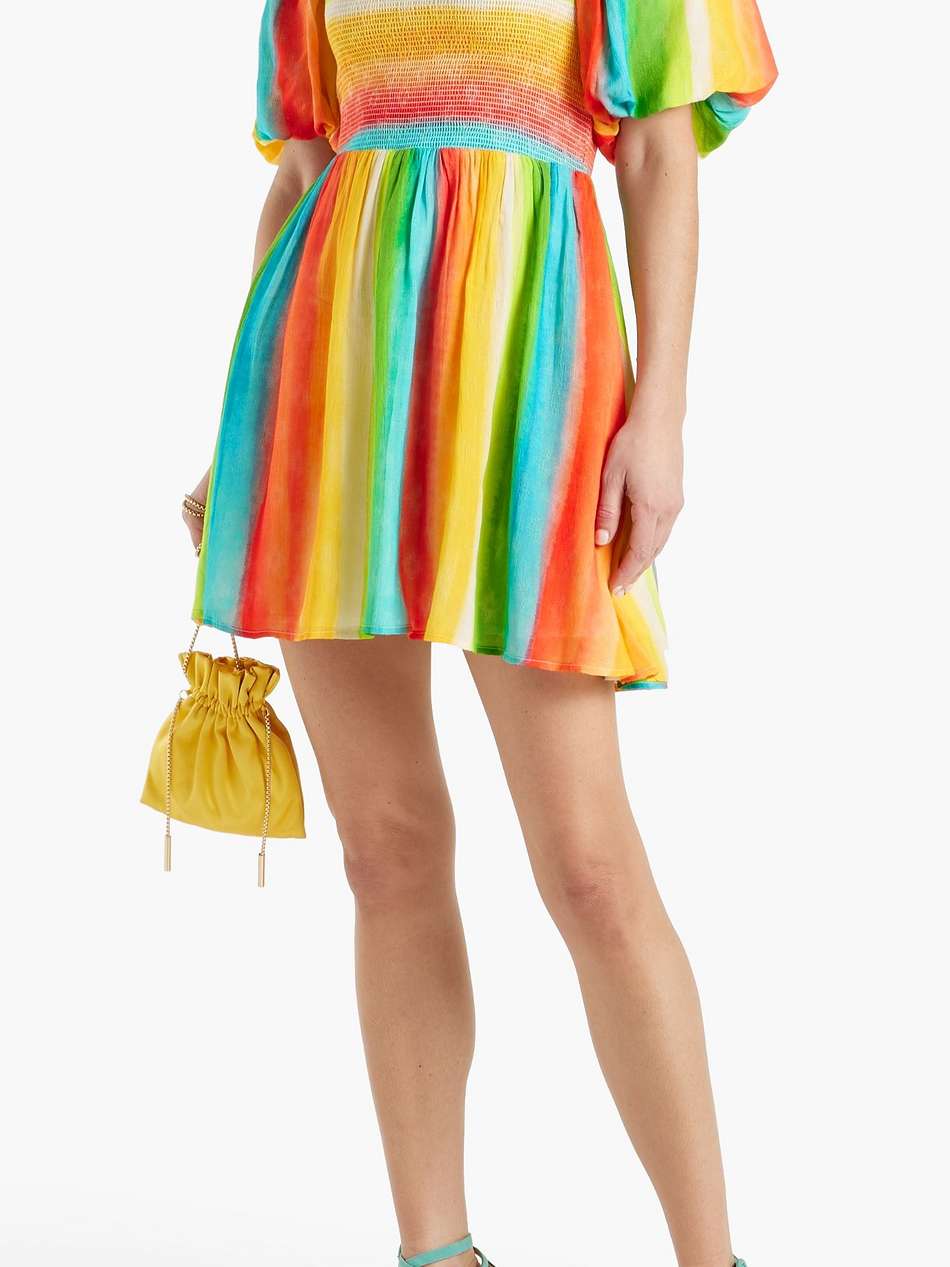 shirred tie-dyed jacquard mini dress