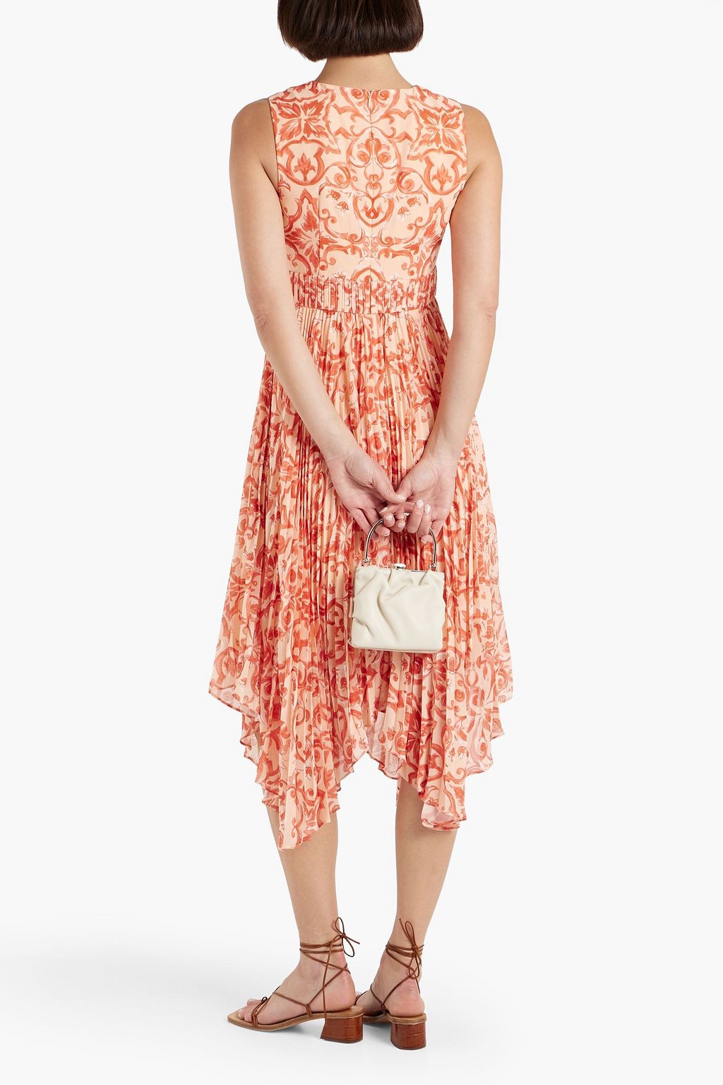AMUR Cutout pleated crepe midi dress