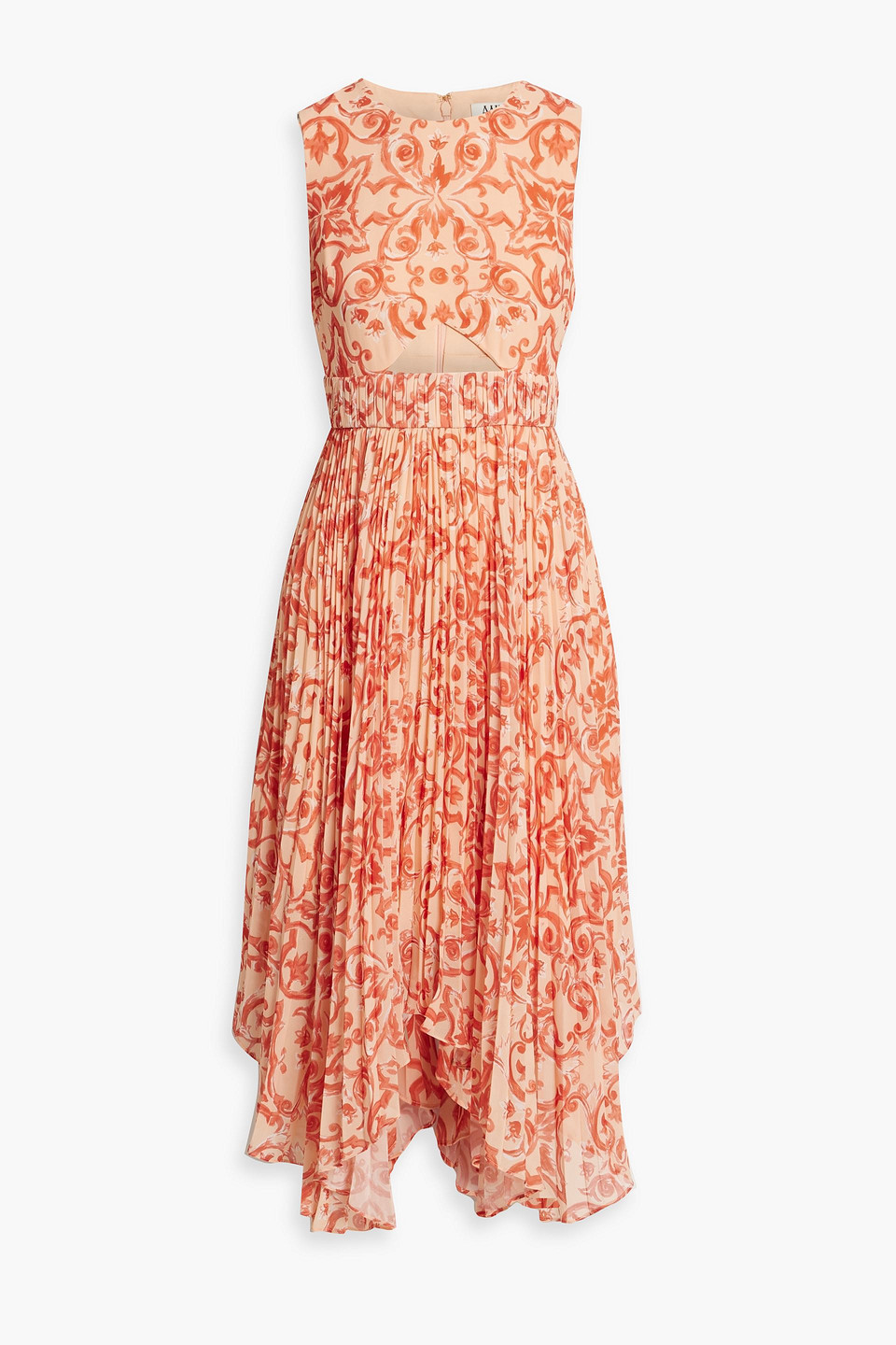 AMUR Cutout pleated crepe midi dress