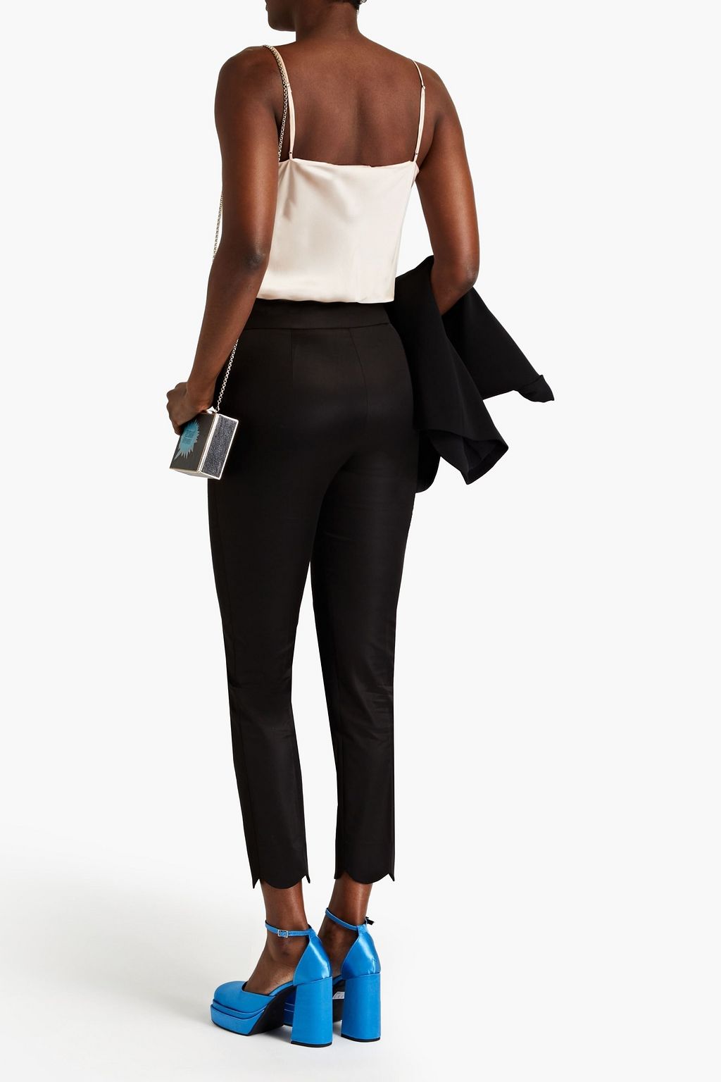 MOSCHINO Scalloped cotton-blend tapered pants