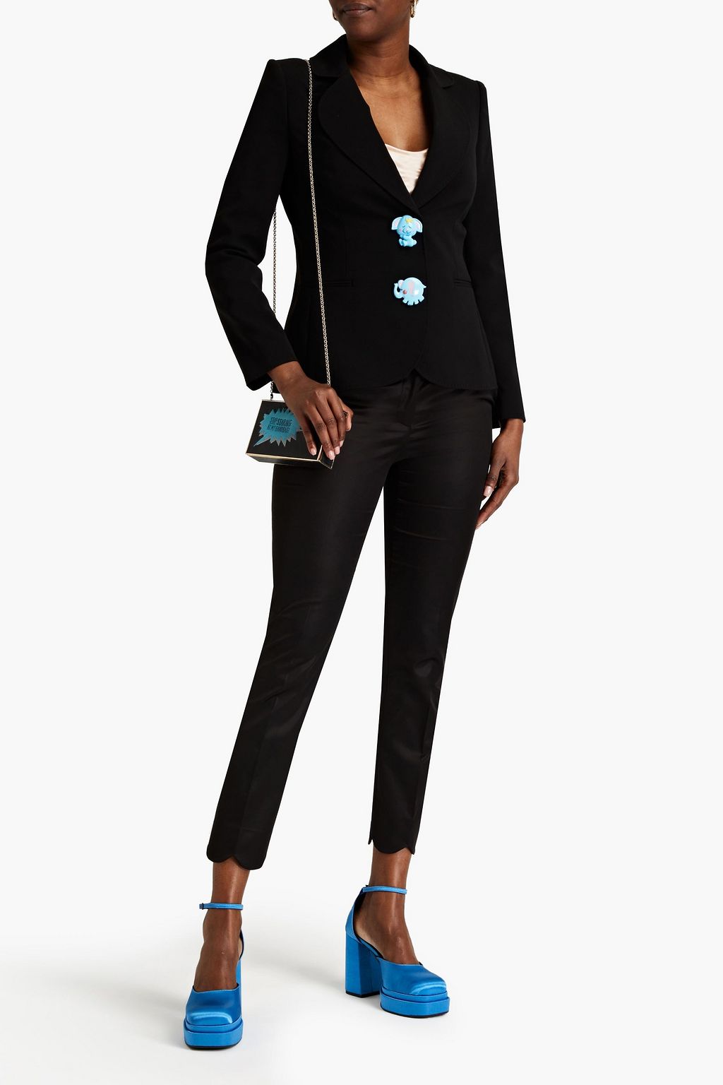 MOSCHINO Scalloped cotton-blend tapered pants