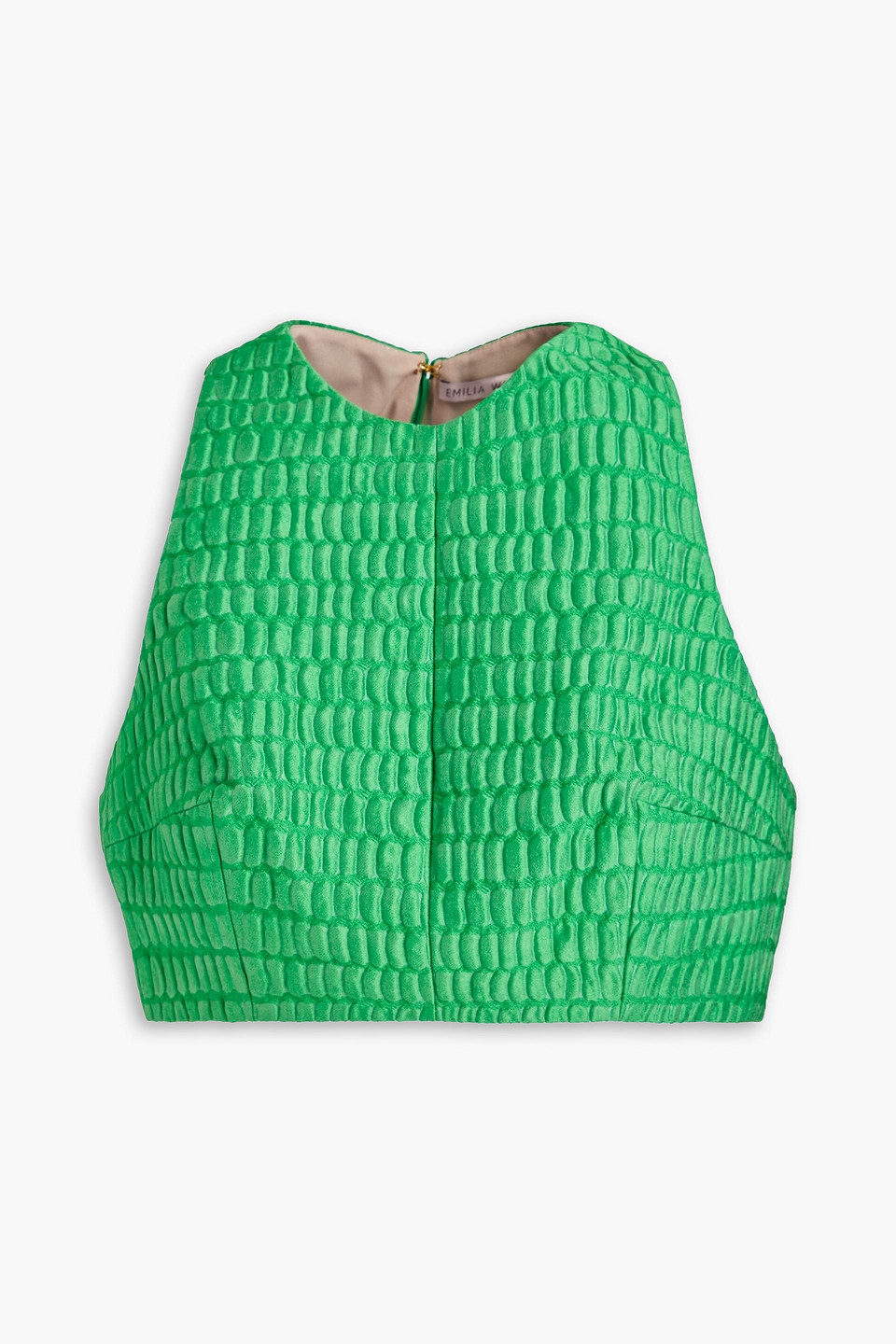 Emilia Wickstead Cropped Cotton-blend Cloqué Top In Green