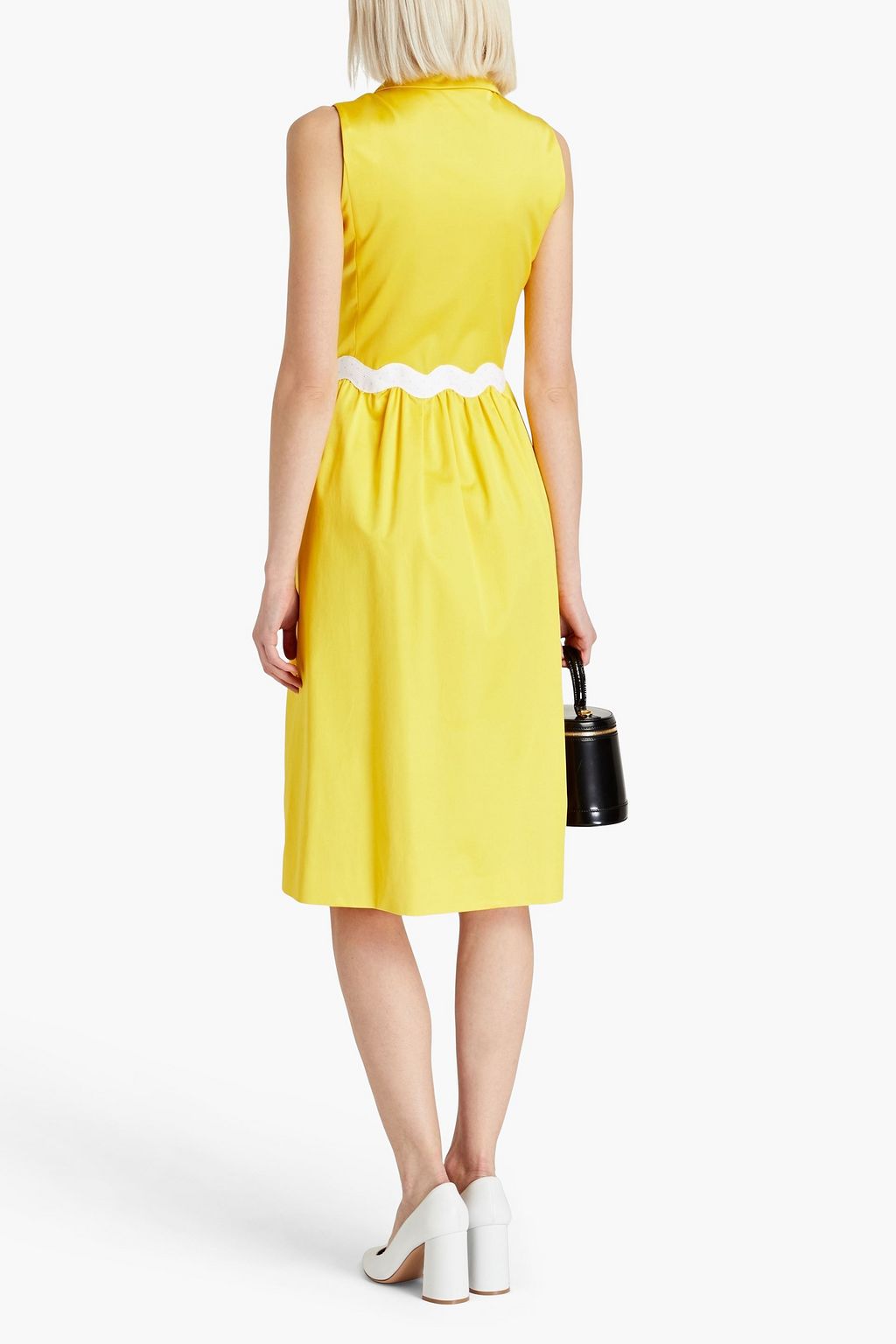 MOSCHINO Gathered cotton-blend poplin midi shirt dress | THE OUTNET