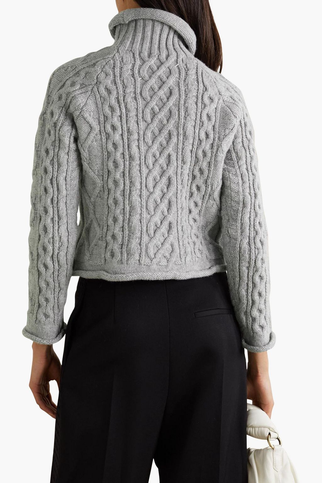 MAISON MARGIELA Cropped cable-knit wool turtleneck sweater