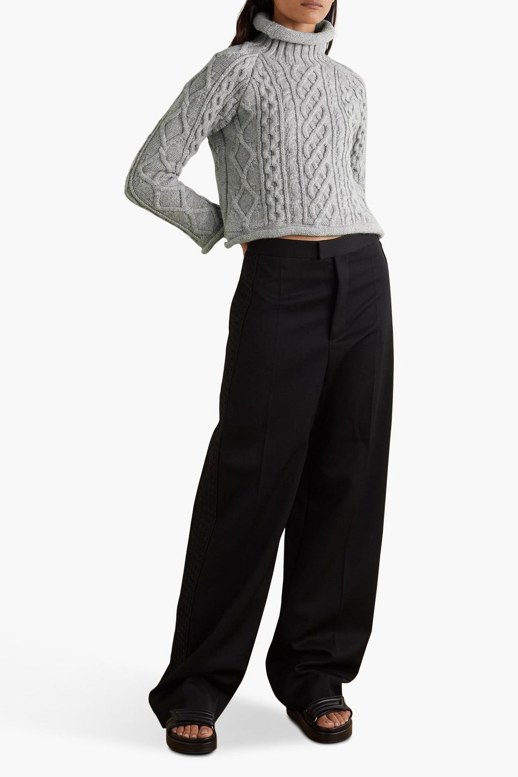 MAISON MARGIELA Cropped cable-knit wool turtleneck sweater