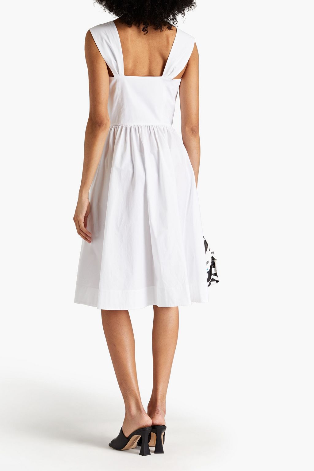 MOSCHINO Gathered cotton-blend poplin dress
