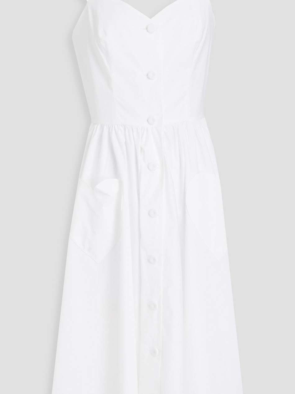 gathered cotton-blend poplin dress