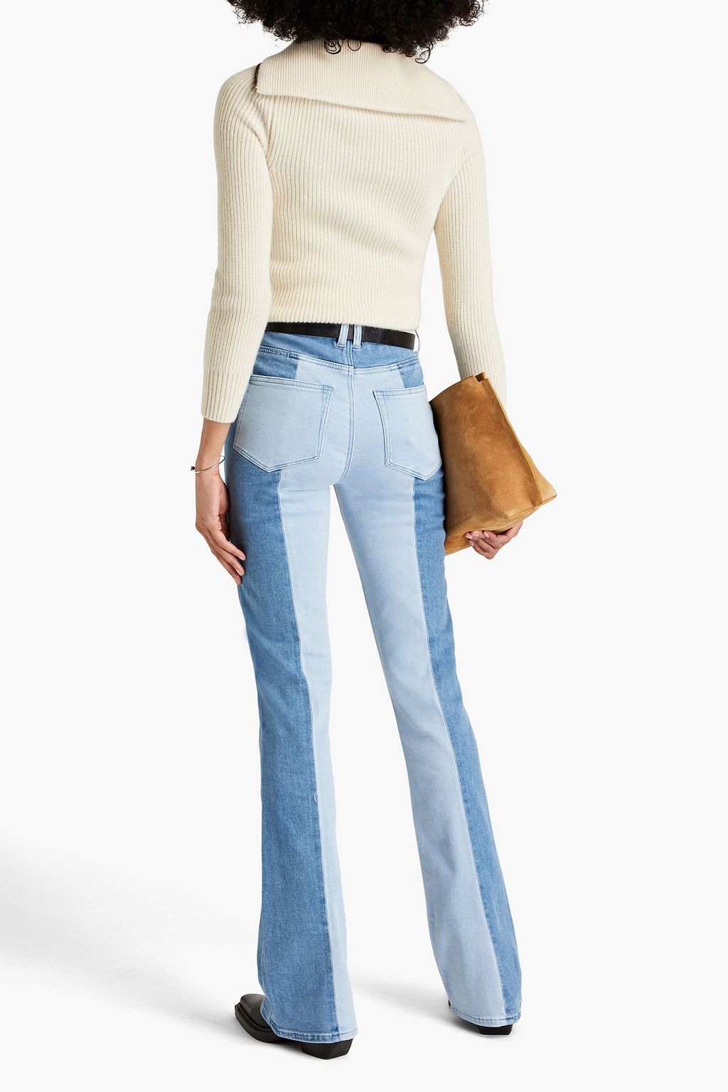 PAIGE Laurel Canyon two-tone high-rise bootcut jeans