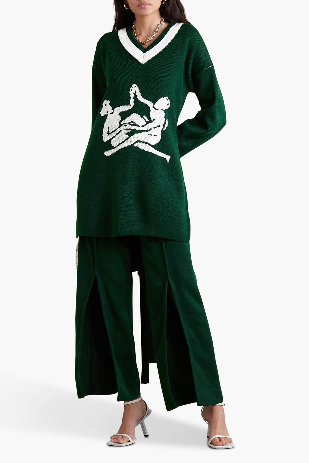 THEBE MAGUGU Belted intarsia-knit tunic