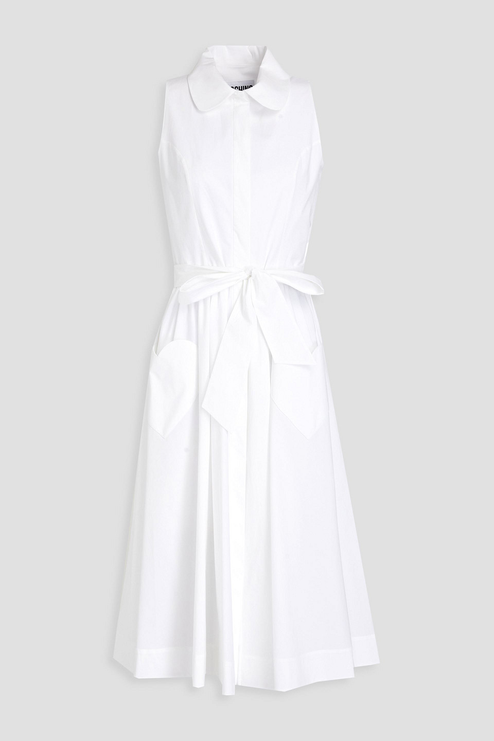 Moschino Belted Cotton-blend Poplin Midi Shirt Dress In White